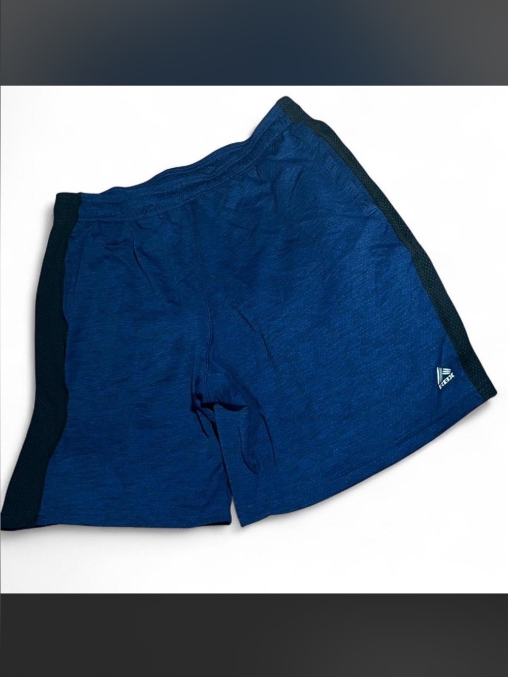 RBX Men's Blue Athletic Shorts with Black Side Panels